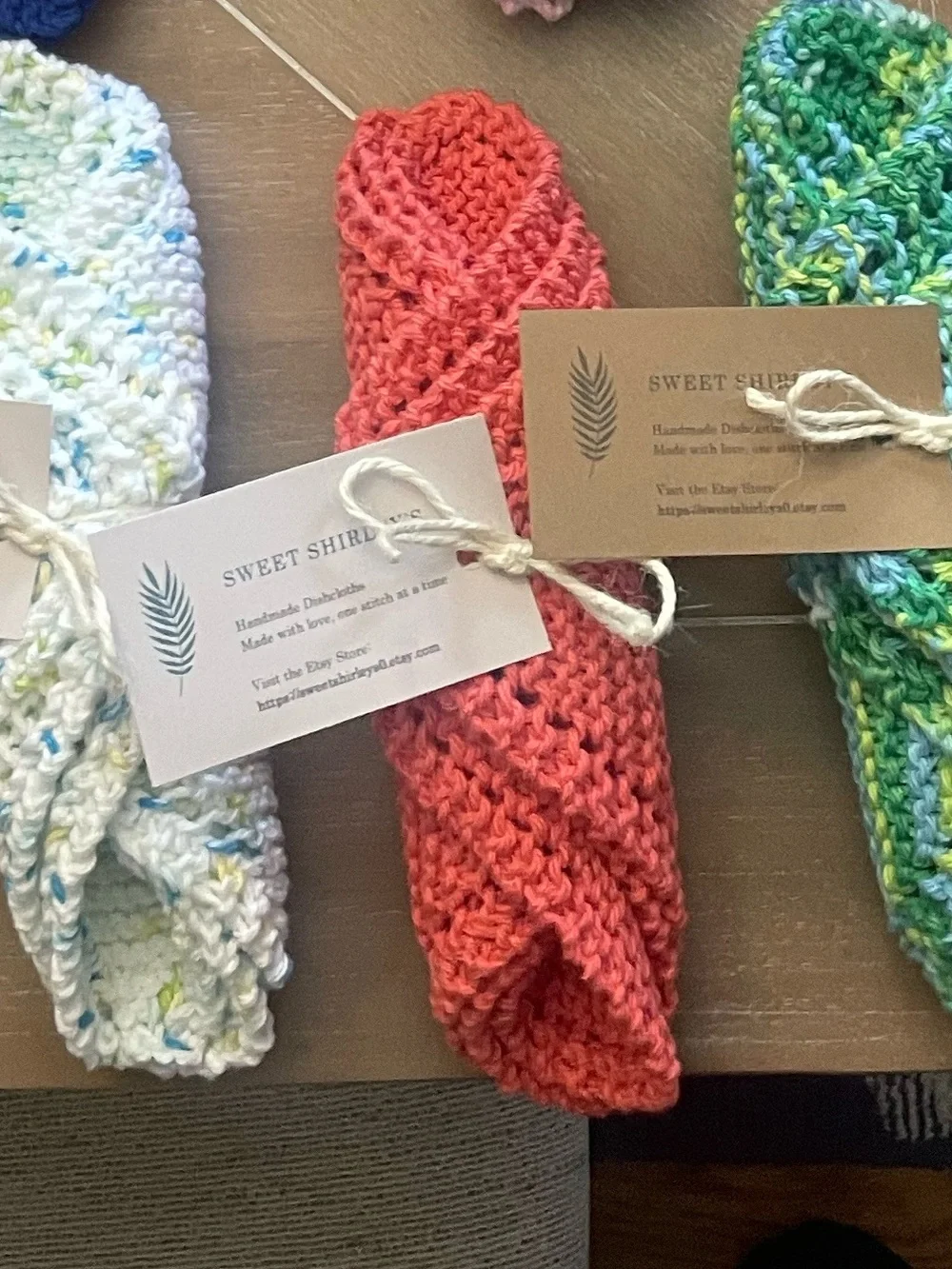 Bundle of 3 “Coral” Knit Dishcloths - Sweet Shirley’s